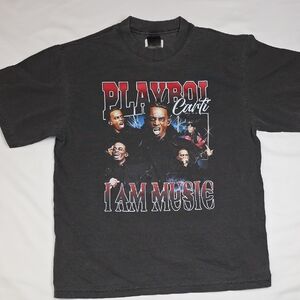 Black Graphic T-Shirt with Music Print